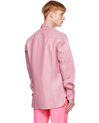 Veste-chemise en cuir rose Dries Van Noten