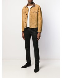 Veste-chemise en daim marron clair Saint Laurent