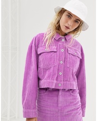 Veste-chemise en daim violet clair