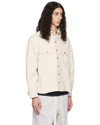 Veste-chemise en denim beige Recto