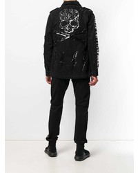 Veste-chemise en denim imprimée noire Philipp Plein