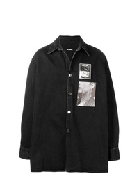 Veste-chemise en denim imprimée noire Raf Simons