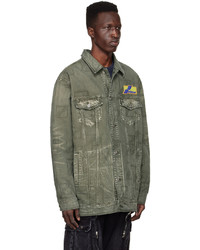 Veste-chemise en denim imprimée olive We11done