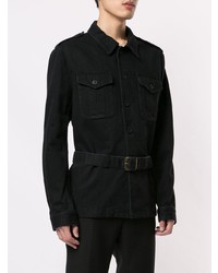 Veste-chemise en denim noire Saint Laurent