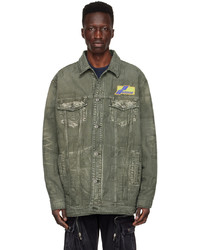 Veste-chemise en denim olive