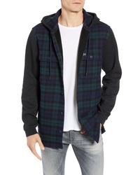 Veste-chemise en flanelle à carreaux bleu marine