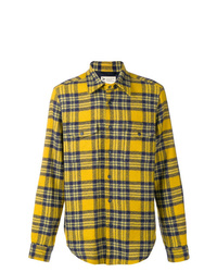 Veste-chemise en flanelle à carreaux jaune