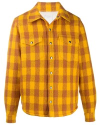 Veste-chemise en flanelle à carreaux jaune Sandro Paris