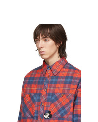Veste-chemise en flanelle écossaise rouge Gucci