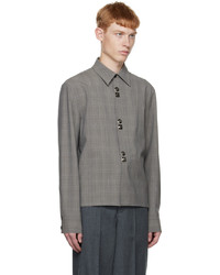 Veste-chemise en laine à carreaux grise CALVINLUO