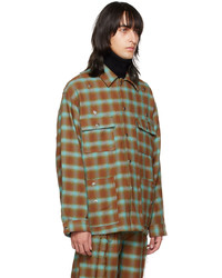 Veste-chemise en laine à carreaux marron Jieda