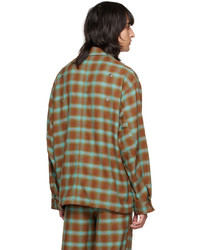 Veste-chemise en laine à carreaux marron Jieda