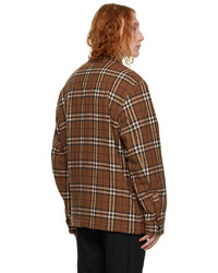 Veste-chemise en laine à carreaux tabac Burberry