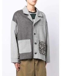 Veste-chemise en laine à patchwork grise FIVE CM