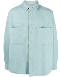 Veste-chemise en laine bleu clair Auralee