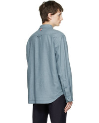 Veste-chemise en laine bleu clair Thom Browne
