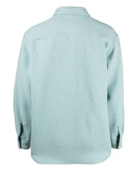 Veste-chemise en laine bleu clair Auralee