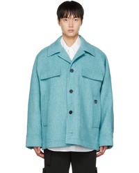 Veste-chemise en laine bleu clair Wooyoungmi
