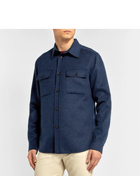 Veste-chemise en laine bleu marine Brioni