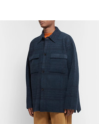 Veste-chemise en laine bleu marine Jacquemus