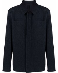 Veste-chemise en laine bleu marine Harris Wharf London