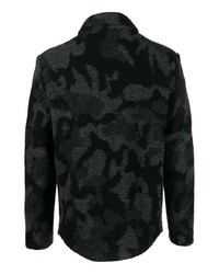 Veste-chemise en laine camouflage noire Daniele Alessandrini