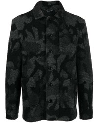 Veste-chemise en laine camouflage noire Daniele Alessandrini