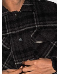 Veste-chemise en laine écossaise noire Represent