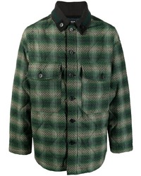 Veste-chemise en laine écossaise vert foncé FIVE CM