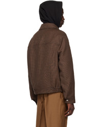 Veste-chemise en laine en pied-de-poule marron foncé Versace