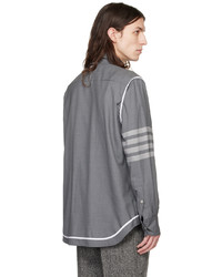 Veste-chemise en laine gris foncé Thom Browne