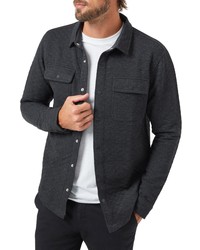 Veste-chemise en laine matelassée gris foncé