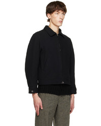 Veste-chemise en laine noire Taiga Takahashi