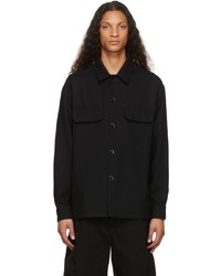 Veste-chemise en laine noire Lemaire