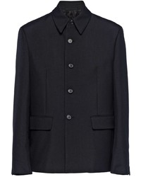 Veste-chemise en laine noire Prada