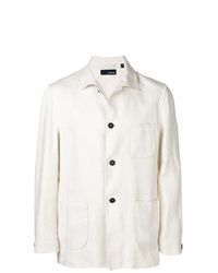 Veste-chemise en lin blanche Lardini