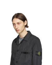 Veste-chemise en nylon noire Stone Island