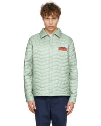 Veste-chemise en satin matelassée vert menthe