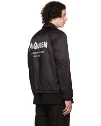 Veste-chemise en satin noire Alexander McQueen