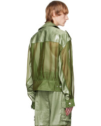 Veste-chemise en satin olive Feng Chen Wang