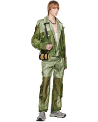 Veste-chemise en satin olive Feng Chen Wang