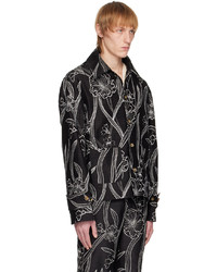 Veste-chemise en soie noire HARAGO