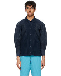 Veste-chemise en tulle bleu marine