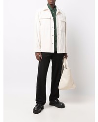 Veste-chemise en velours côtelé blanche Jil Sander