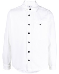 Veste-chemise en velours côtelé blanche Stone Island