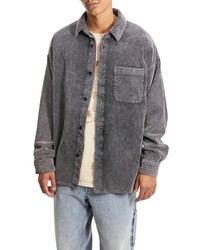 Veste-chemise en velours côtelé grise
