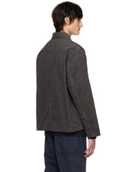 Veste-chemise en velours côtelé imprimée gris foncé YMC
