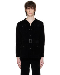 Veste-chemise en velours côtelé noire 73 London