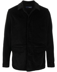Veste-chemise en velours côtelé noire Lardini