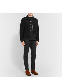 Veste-chemise en velours côtelé noire Saint Laurent